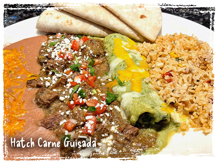 Hatch Carne Guisada and Enchilada