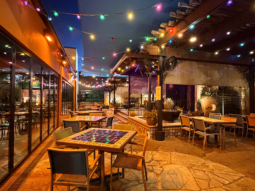 Outdoor Patio Dining at Night